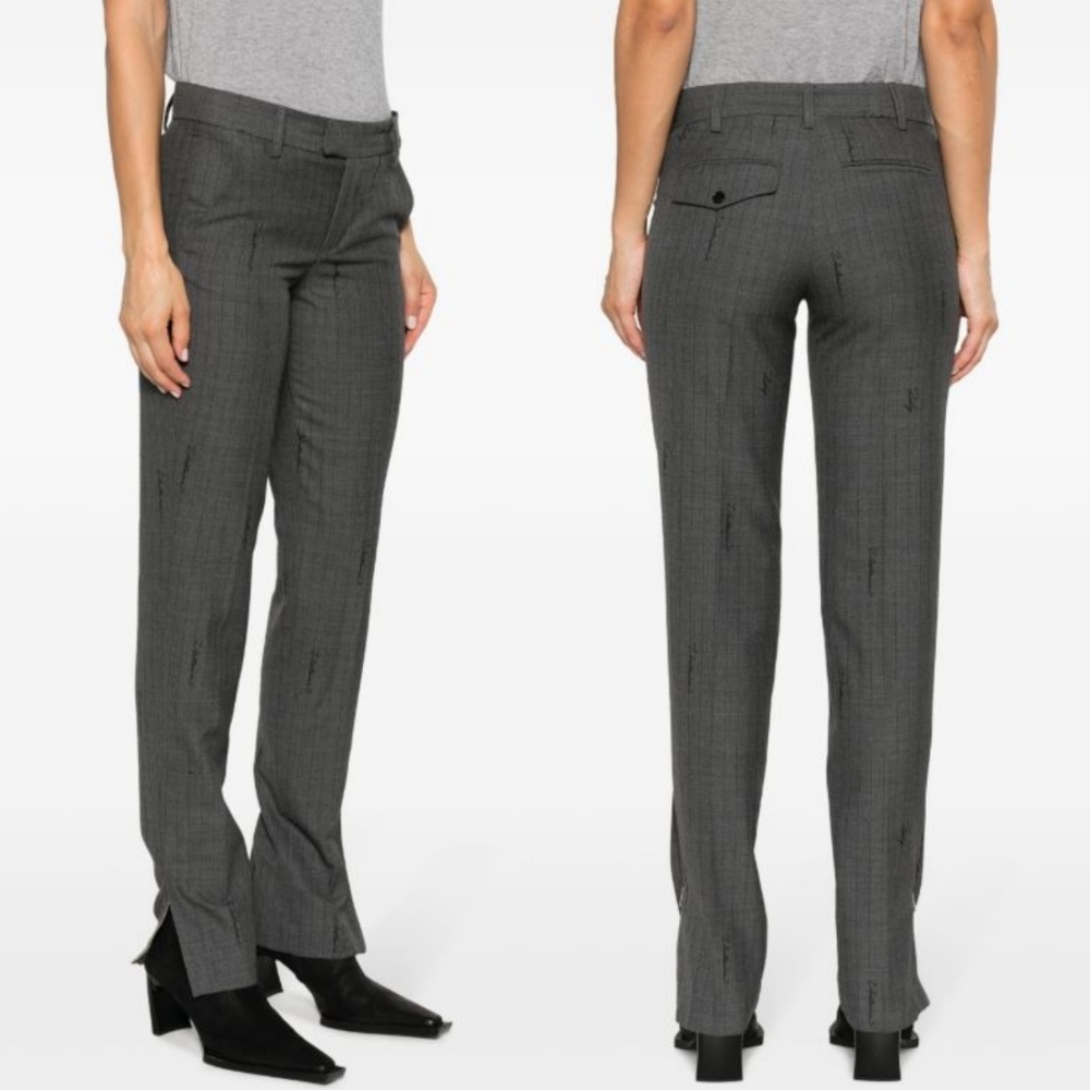 ZADIG & VOLTAIRE Prune Stripe Zip Ankle Slim Trousers In Anthracite Grey FR 40.